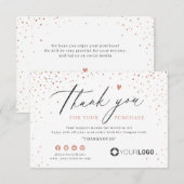 Roos goud glitter eenvoudig script business logo bedankkaart (Voorkant / Achterkant)