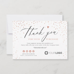Roos goud glitter eenvoudig script business logo bedankkaart