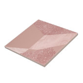 Roos goud glitter geometrisch tegeltje (Zijkant)