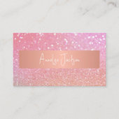 Roos goud glitter girale handtekeningen visitekaartje (Voorkant)