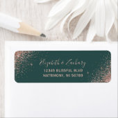 Roos Goud Glitter Groen Bruiloft Retouradres Etiket (Insitu)
