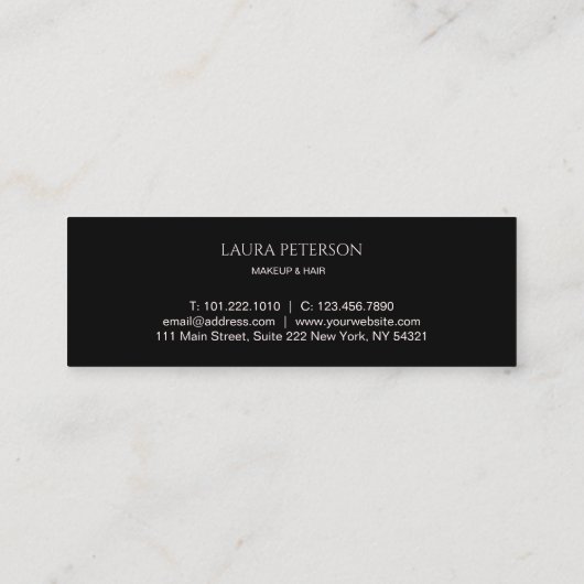 Roos goud glitter handgeschreven script kalligrafi mini visitekaartje (Achterkant)