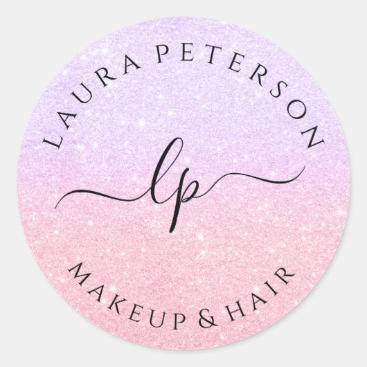 Roos goud glitter handgeschreven script kalligrafi ronde sticker (Voorkant)