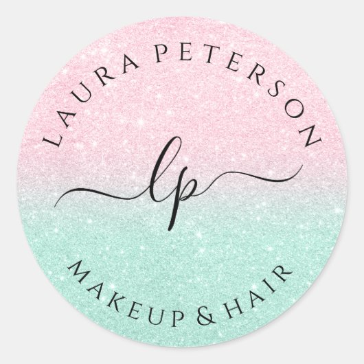 Roos goud glitter handgeschreven script kalligrafi ronde sticker (Voorkant)