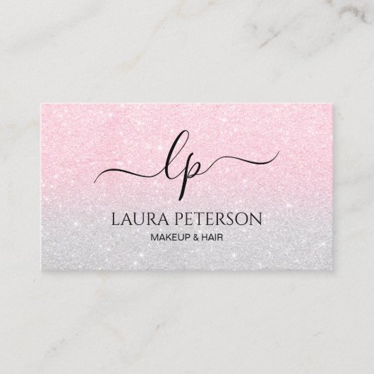 Roos goud glitter handgeschreven script kalligrafi visitekaartje (Voorkant)