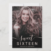 Roos goud glitter holografisch 5 foto's zoet 16 kaart (Voorkant)