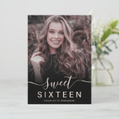 Roos goud glitter holografisch 5 foto's zoet 16 kaart (Staand voorkant)