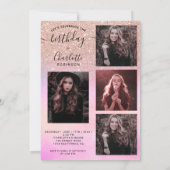 Roos goud glitter holografisch 5 foto's zoet 16 kaart (Achterkant)