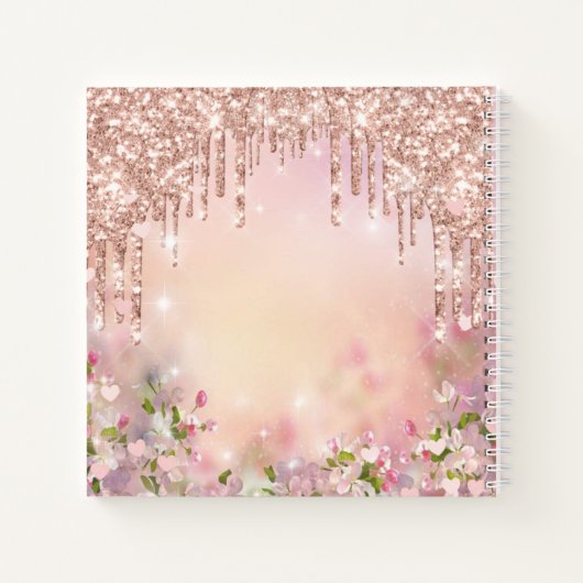  roos goud glitter jouw naam gepersonaliseerd    notitieboek (Achterkant)