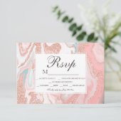 Roos goud glitter koraalroze marmer 16 RSVP (Staand voorkant)