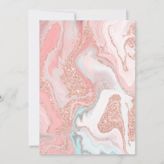 Roos goud glitter koraalroze marmer Quinceanera Kaart (Achterkant)