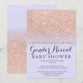 Roos goud glitter lavender geslacht onthullen baby kaart