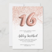 Roos goud glitter letters roze glazuur zoet 16 kaart (Voorkant)