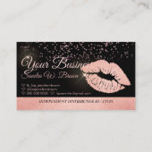 Roos goud Glitter lips pont loyaliteit Visitekaartje (Achterkant)