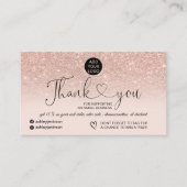 Roos goud glitter logo wazig roze orde dank u visitekaartje (Voorkant)