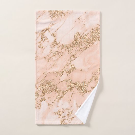 Roos goud glitter marmer abstract bad handdoek (Handdoek)