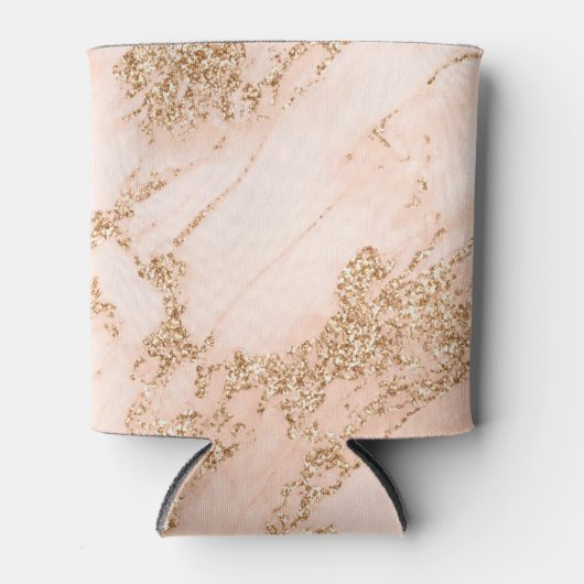 Roos goud glitter marmer abstract blikjeskoeler (Voorkant)