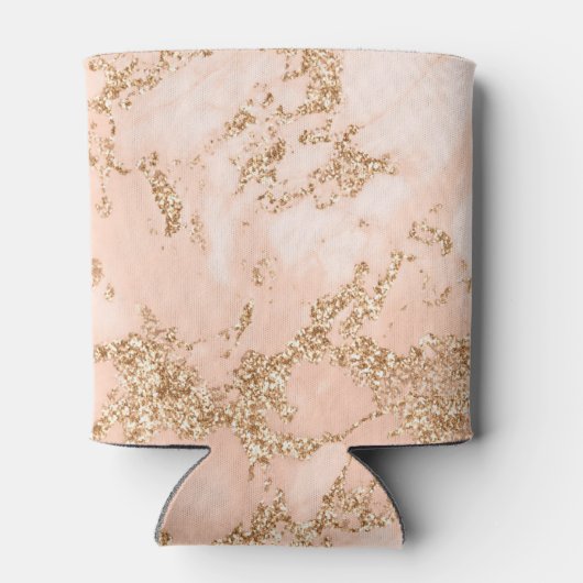 Roos goud glitter marmer abstract blikjeskoeler (Achterkant)