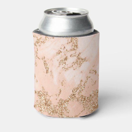 Roos goud glitter marmer abstract blikjeskoeler (Blikje Achterkant)