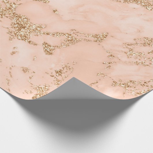 Roos goud glitter marmer abstract cadeaupapier (Hoek)