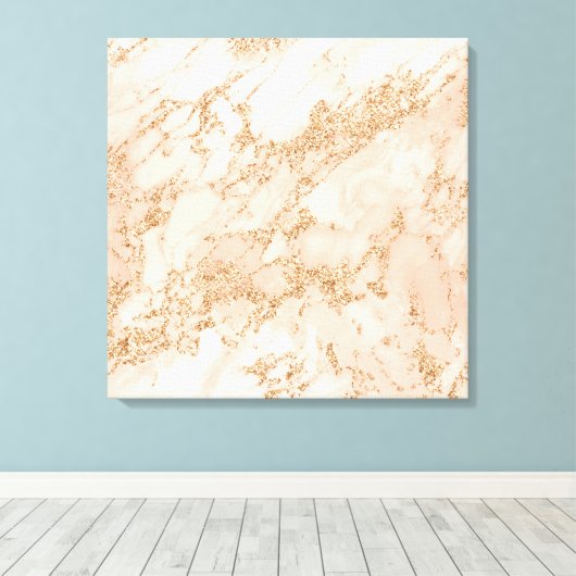 Roos goud glitter marmer abstract canvas afdruk (Insitu (Houten vloer))