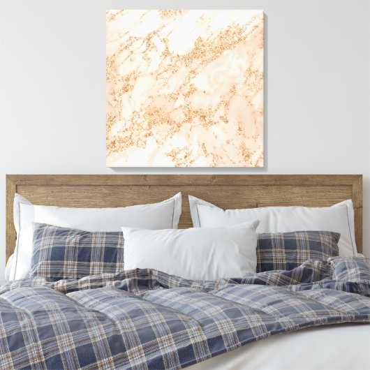 Roos goud glitter marmer abstract canvas afdruk (Insitu (Slaapkamer))