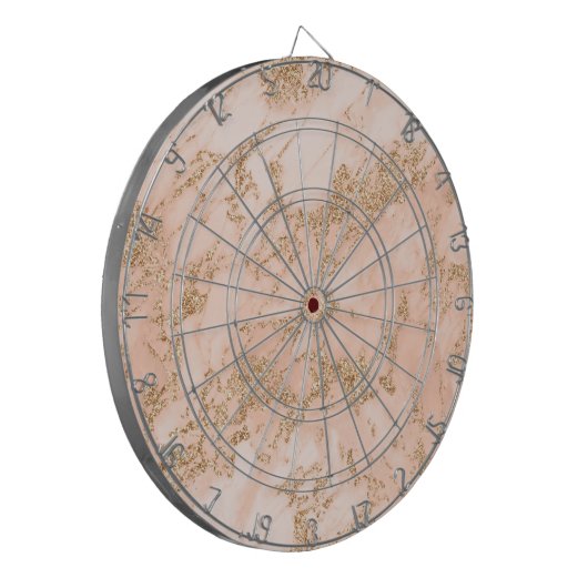 Roos goud glitter marmer abstract dartbord (Voorkant Links)