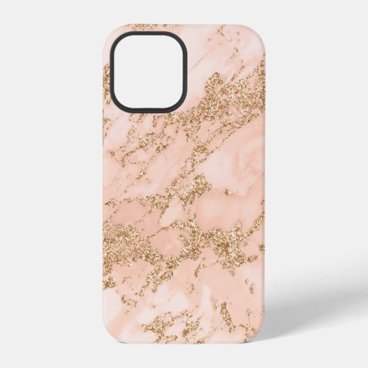 Roos goud glitter marmer abstract iPhone hoesje (Achterkant)