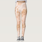 Roos goud glitter marmer abstract leggings (Voorkant)
