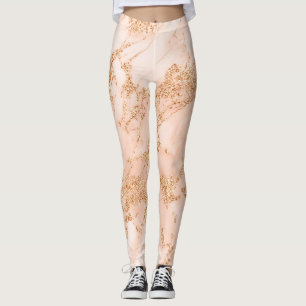 Roos goud glitter marmer abstract leggings