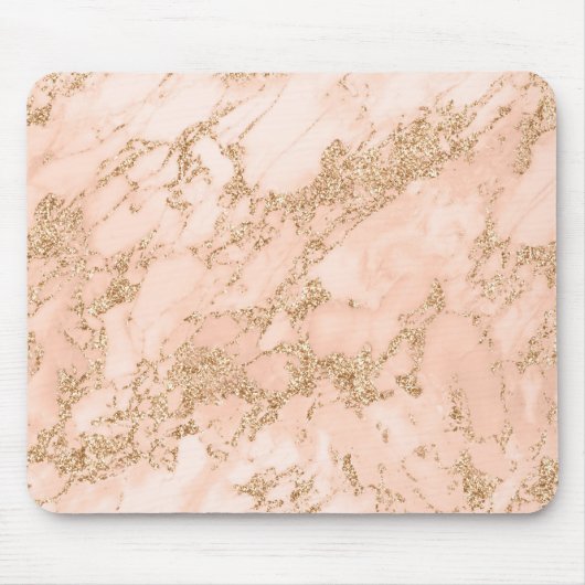 Roos goud glitter marmer abstract muismat (Voorkant)