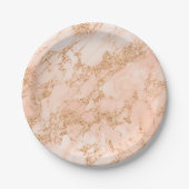 Roos goud glitter marmer abstract papieren bordje (Voorkant)