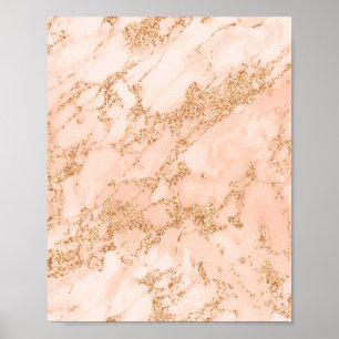 Roos goud glitter marmer abstract poster