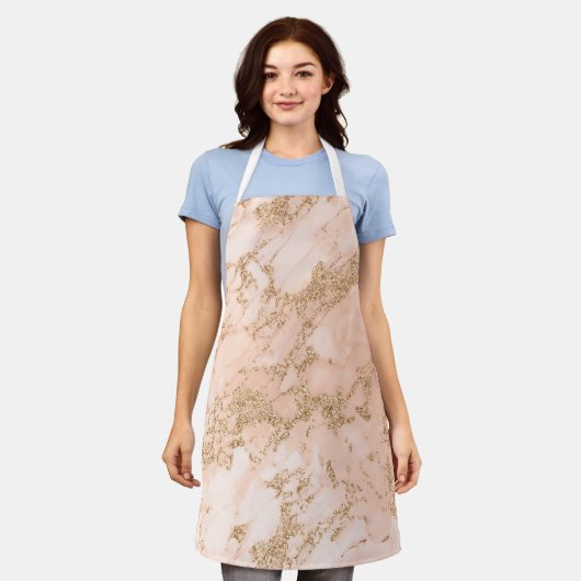 Roos goud glitter marmer abstract schort (Gedragen)
