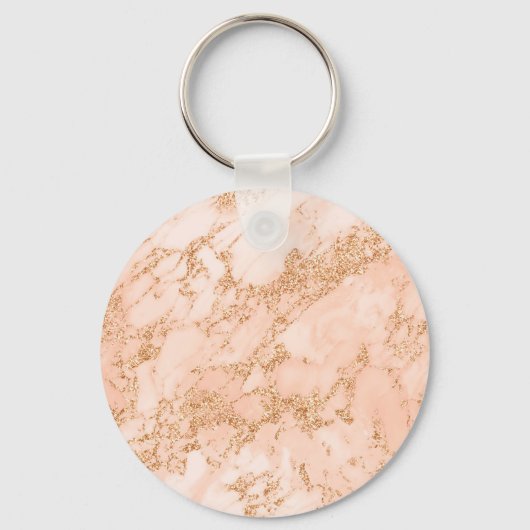 Roos goud glitter marmer abstract sleutelhanger (Voorkant)