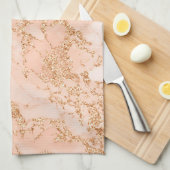 Roos goud glitter marmer abstract theedoek (Quarter Fold)