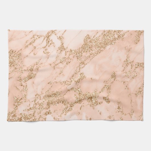 Roos goud glitter marmer abstract theedoek (Horizontaal)