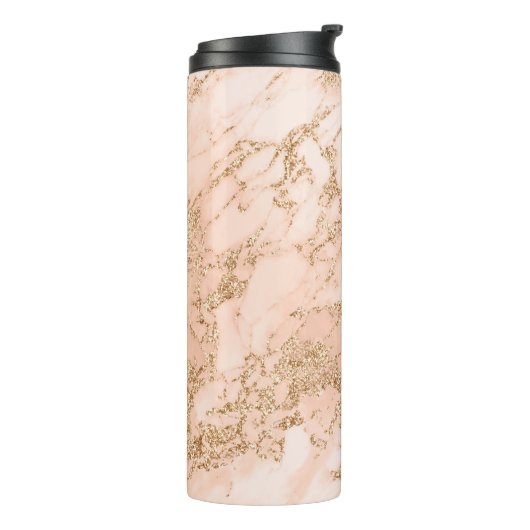 Roos goud glitter marmer abstract thermosbeker (Gedraaid links)