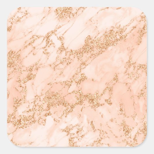 Roos goud glitter marmer abstract vierkante sticker (Voorkant)