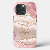 Roos Goud Glitter Marmer  Monogram Case-Mate iPhone Case (Achterkant)