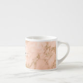 Roos Goud Glitter Marmer, Script Naam WHT Monogram Espresso Kop (Rechts)