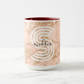 Roos Goud Glitter Marmer, Script Naam WHT Monogram Mok (Midden)
