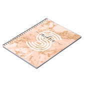 Roos Goud Glitter Marmer, Script Naam WHT Monogram Notitieboek (Linkerzijde)
