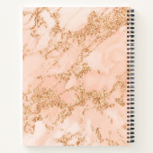 Roos Goud Glitter Marmer, Script Naam WHT Monogram Notitieboek (Achterkant)