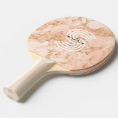 Roos Goud Glitter Marmer, Script Naam WHT Monogram Tafeltennisbatje (Voorkant Gekanteld)