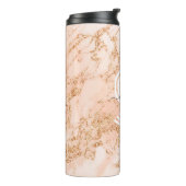 Roos Goud Glitter Marmer, Script Naam WHT Monogram Thermosbeker (Gedraaid links)