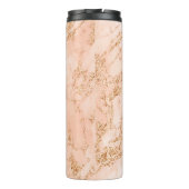 Roos Goud Glitter Marmer, Script Naam WHT Monogram Thermosbeker (Achterkant)