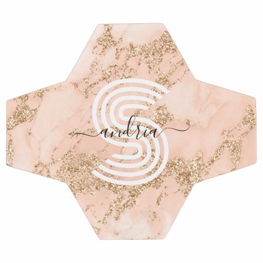 Roos Goud Glitter Marmer, Script Naam WHT Monogram Voetbal (Enkel)