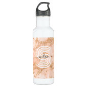 Roos Goud Glitter Marmer, Script Naam WHT Monogram Waterfles (Voorkant)