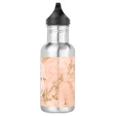 Roos Goud Glitter Marmer, Script Naam WHT Monogram Waterfles (Rechts)